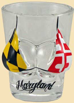 Maryland I'm Crabby" Red & Black Design Clear Shot Glass "Don't Bother me